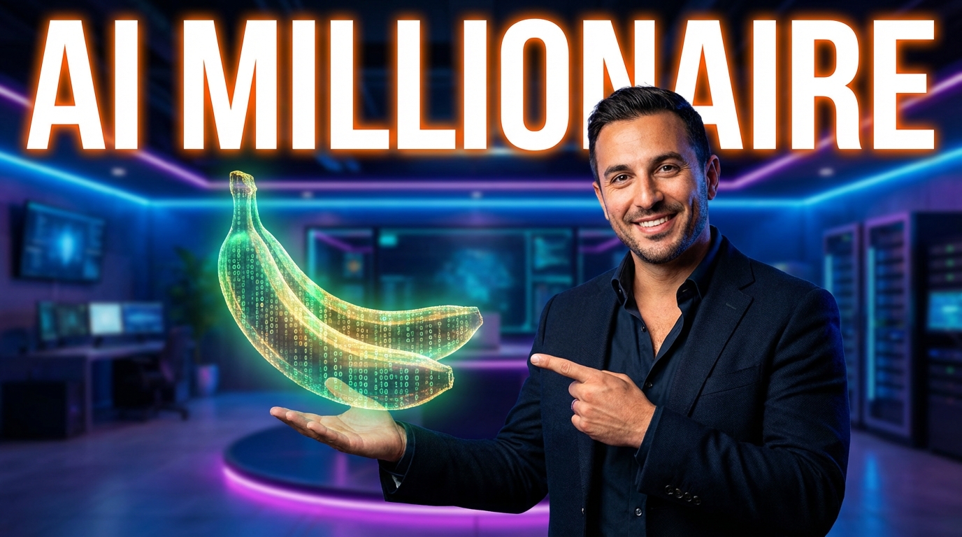 Entrepreneur présentant une banane numérique